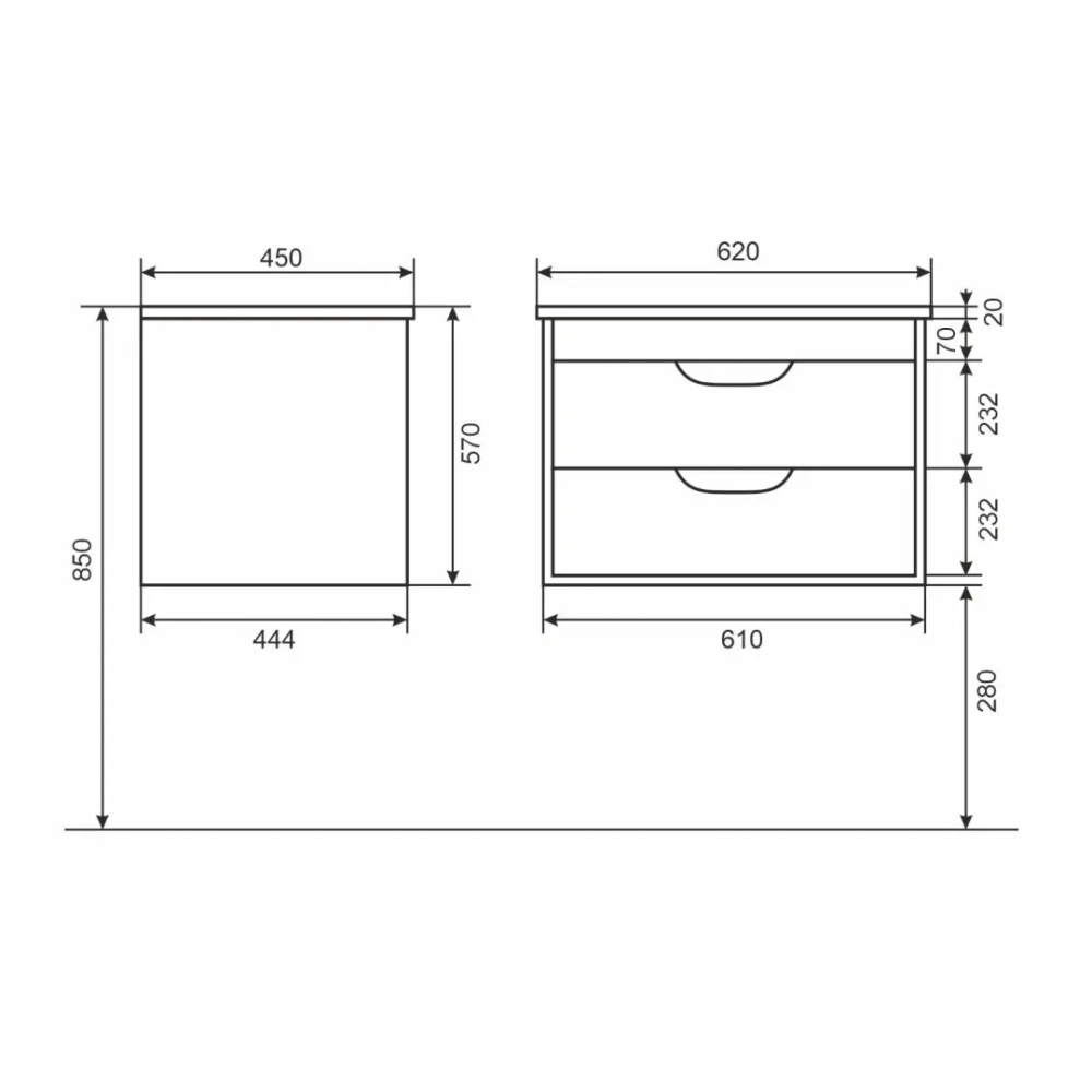 Тумба с раковиной для ванной Uperwood Modul 65 см, подвесная, матовая, белая