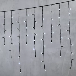 Светодиодная бахрома с колпачком 3,2*0,9 м., 168 белых LED ламп, мерцание, каучуковый черный провод, LTC (LL168BLW-1-2W)