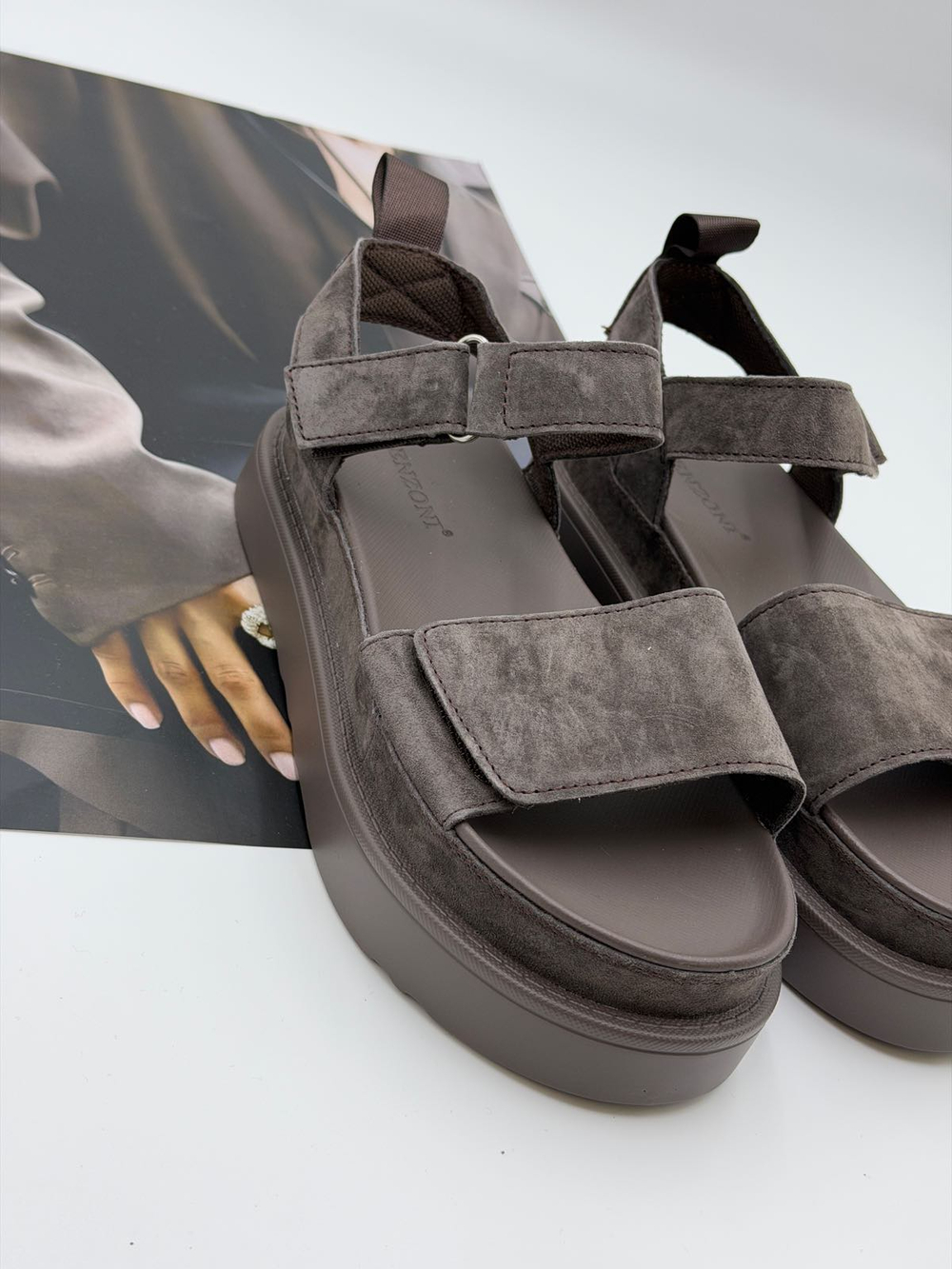 Босоножки женские натуральная кожа арт. PEXL 253-3 цвет "серо-коричневый"