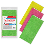 Салфетки из МИКРОФИБРЫ 30х30 см комплект 3 шт. OVERLOCK MULTI COLOUR 220 г/м2 LAIMA HOME (5 штук в упаковке)