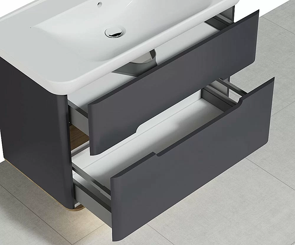 Тумба с раковиной VitrA Sento 60838 100 матовый антрацит