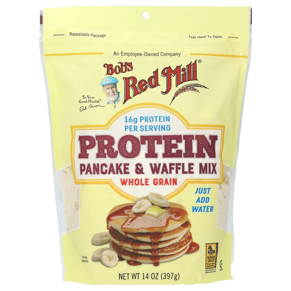 Bob's Red Mill, протеиновая смесь для блинов и вафель, цельнозерновая, 397 г (14 унций)