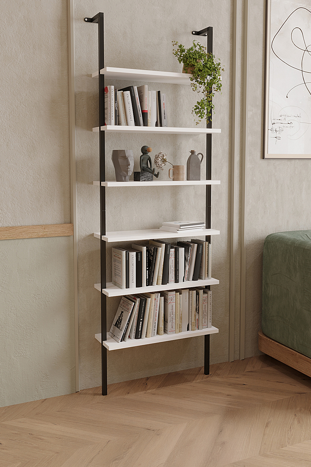 Настенная консоль с 6 полками - белый