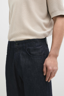 Massimo Dutti Легкие зауженные брюки с эффектом джинсовой ткани, темно-синий