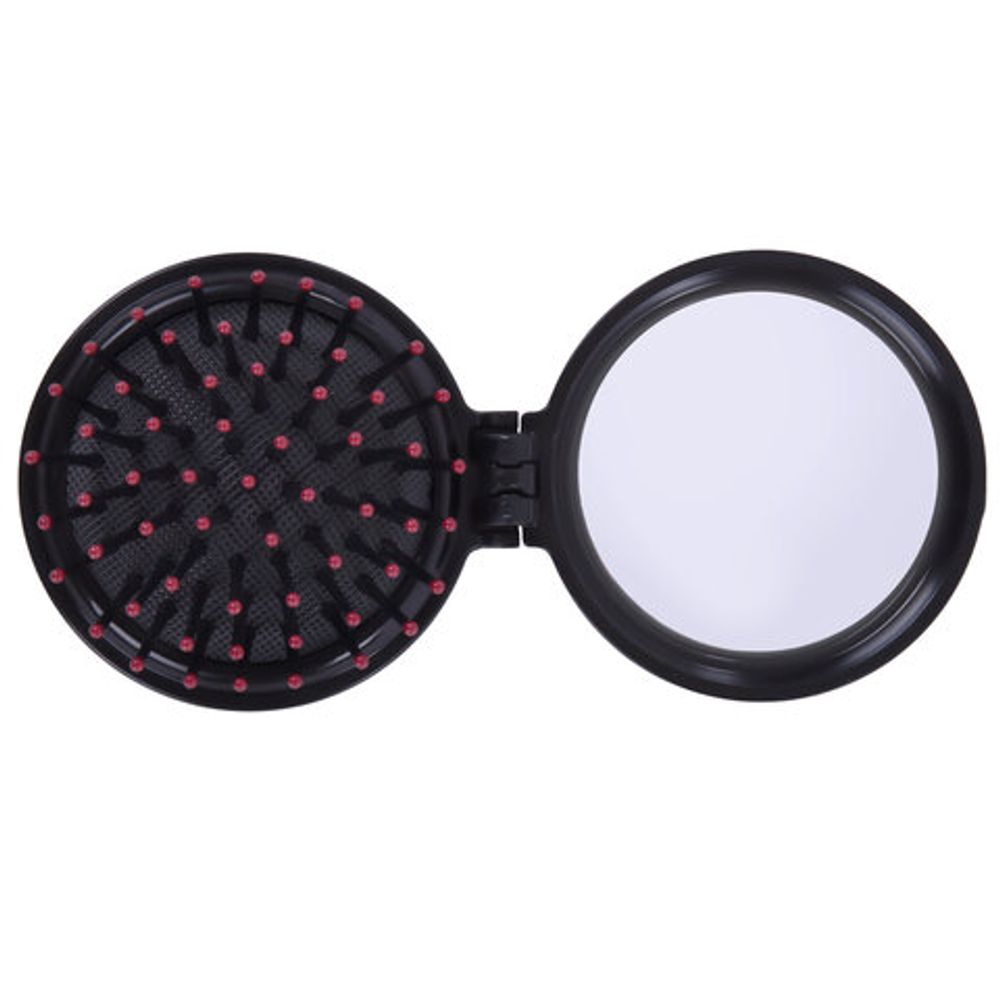 Расческа для волос массажная "2 в 1", 6,5 см с зеркалом, компактная цвета АССОРТИ, MONTE VITA (МОНТЕ ВИТА), 457425