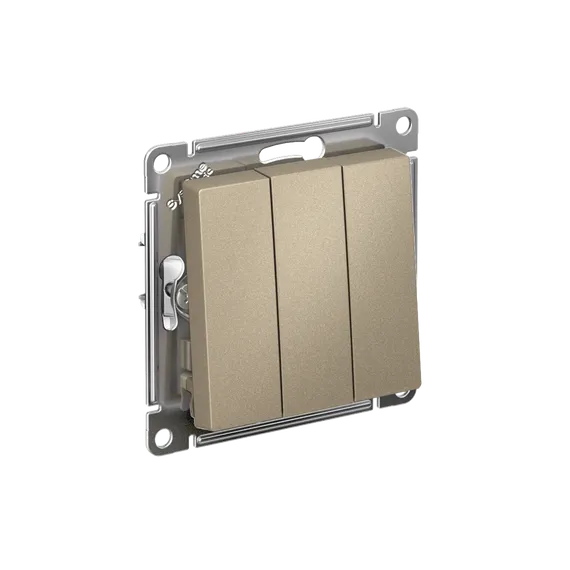 Выключатель 3-кл. СП AtlasDesign 10А IP20 (сх. 1+1+1) 10AX механизм шампань SE ATN000531