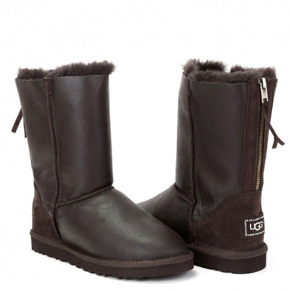 Угги Short Zip Metallic Chocolate