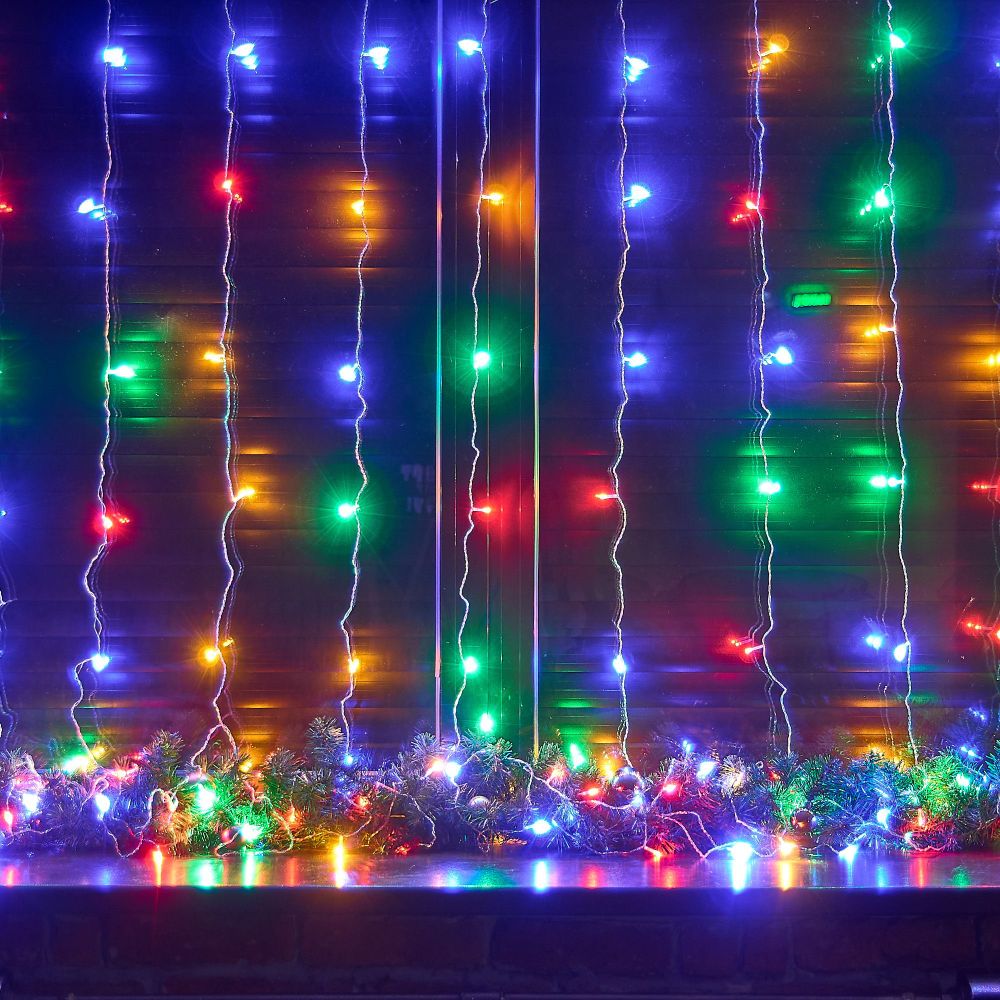 ULD-C3030-192-DTA MULTI IP20 Занавес светодиодный. 3х3м. 192 светодиода. Разноцветный свет. Провод прозрачный. TM Uniel