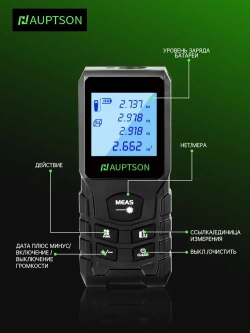 Дальномер лазерный, 70M, Лазерный дальномер, АКБ*2, рулетка строительная