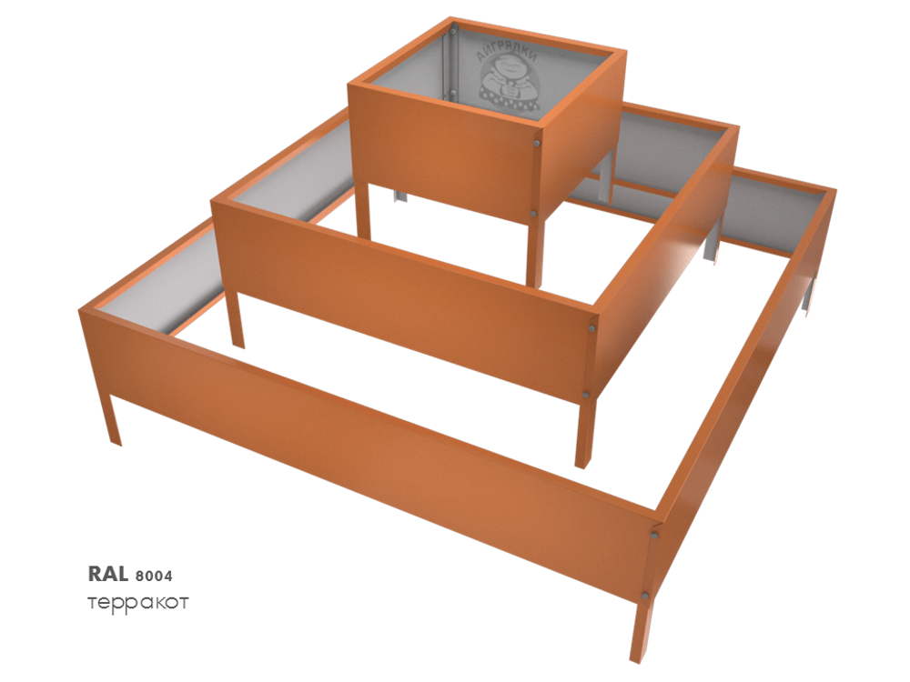 Клумба квадратная оцинкованная 3 яруса с выбором цвета полимерного покрытия