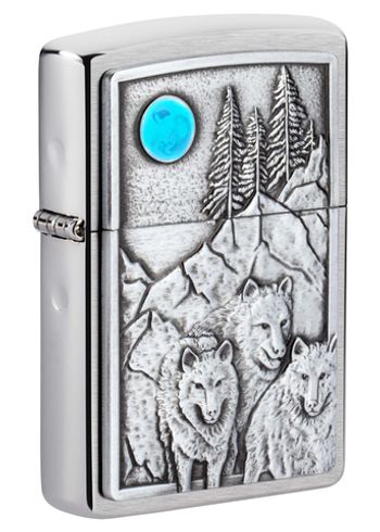 Зажигалка Zippo Wolf Design с покрытием Brushed Chrome (49295)