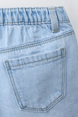 ZARA ДЖИНСОВЫЕ ШОРТЫ С ВЯЗАНЫМИ СЕРДЕЧКАМИ, СИНИЙ