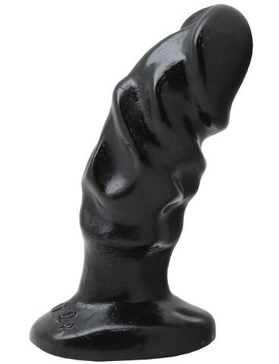 Чёрная анальная пробка-фаллос - 13 см. (Цвет: черный)