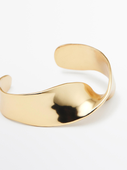 Massimo Dutti Широкий рельефный браслет, золотистый