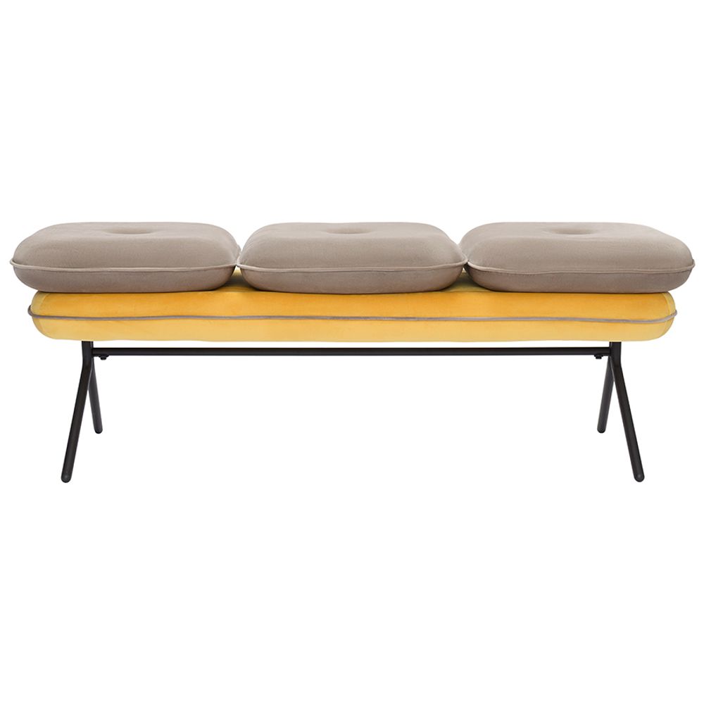 Банкетка Pea, велюр, бежевая/желтая