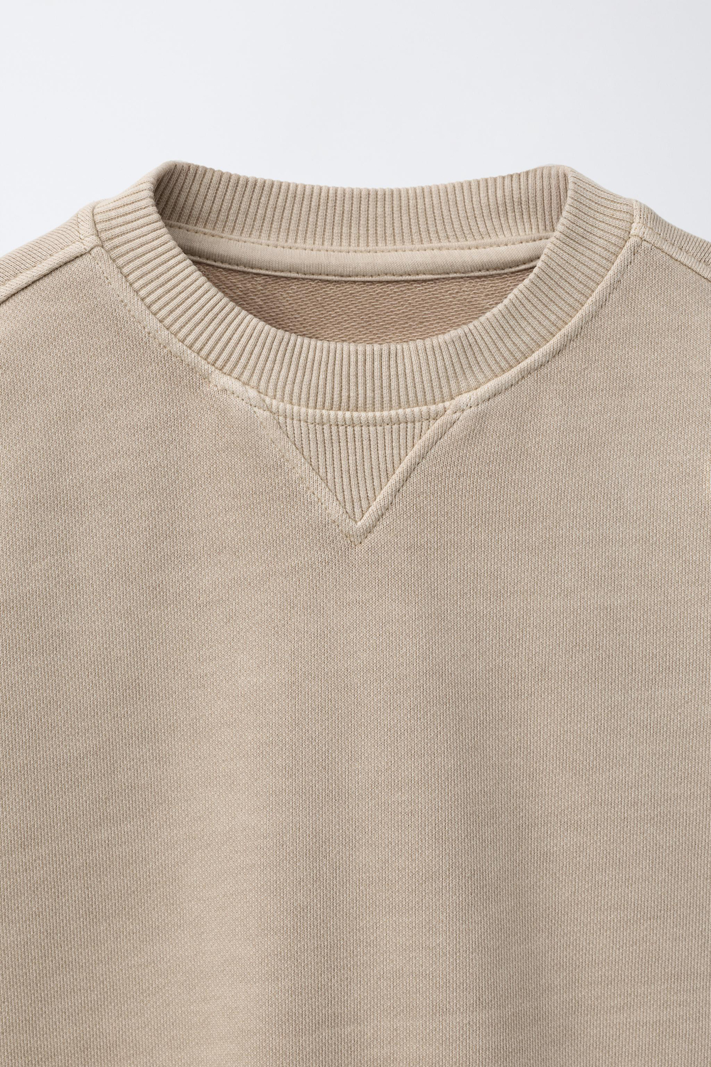 ZARA ОДНОТОННАЯ ТОЛСТОВКА ИЗ КРАШЕНОЙ ТКАНИ, БЕЖЕВЫЙ