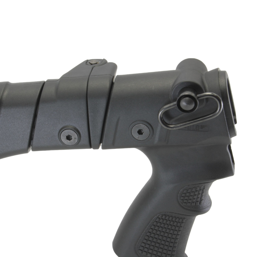 Телескопический складной приклад с патронташем Remington 870/750, DLG Tactical. Черный