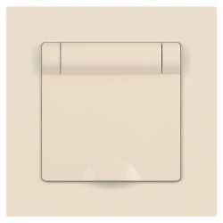 Розетка Intro Accent 6-203-02 2P+E Schuko с крышкой 16А-250В IP20 СУ AL/CU слоновая кость | Intro