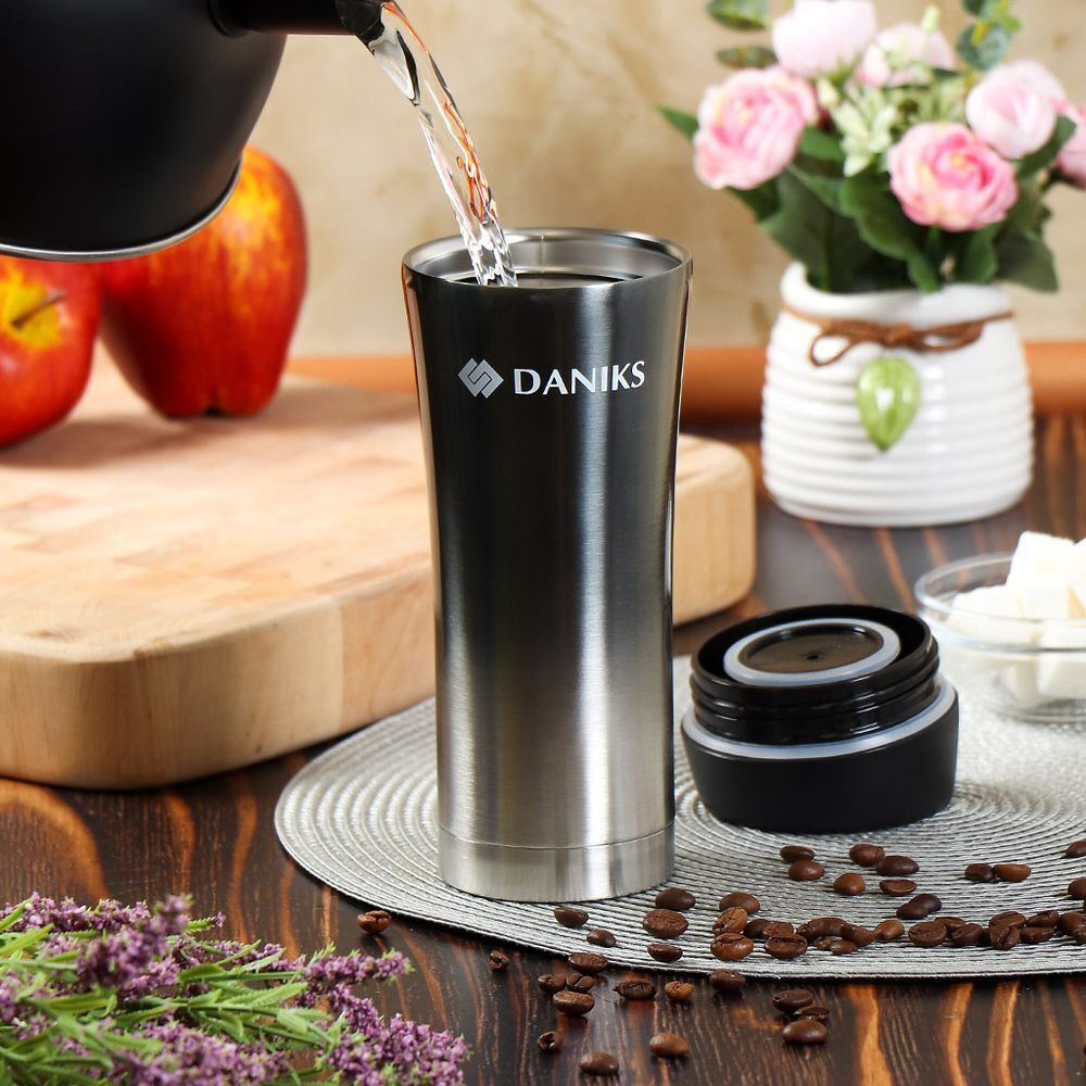 Термокружка нерж, 0.45 л, Daniks, г-фит, SL-NT015-met-grpht
