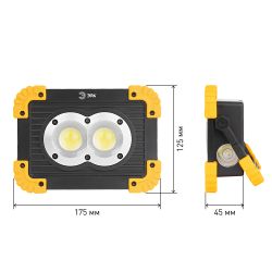 Светодиодный фонарь ЭРА Рабочие Практик PA-803 прожектор аккумуляторный на батарейках 10 Вт COB + 3 Вт LED, 4 режима | Прожекторные фонари