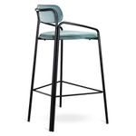 Стул барный Ror, round, велюр, черный/светло-бирюзовый