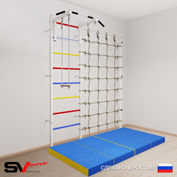 Шведская стенка Sv Sport усиленная 61240 (Турник стандарт/Трапеция/Мат 2м/Канатный лаз)