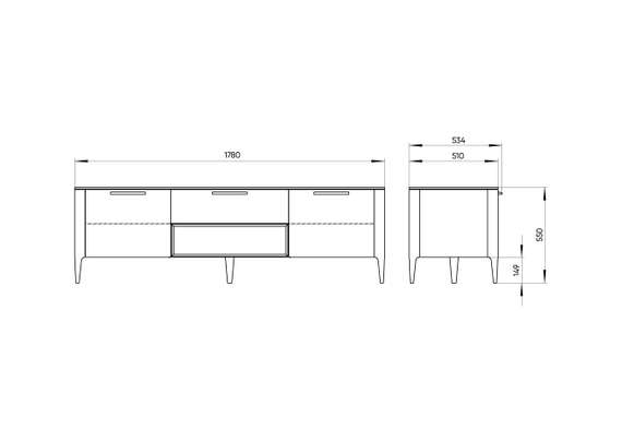 Тумба Type oak под ТВ ширина 180 см (темно-серый)