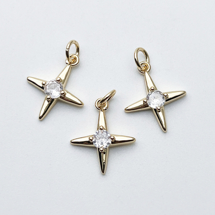 Подвеска Звезда, цвет золото, фианит, размер 16*14 мм, цена за 1 шт