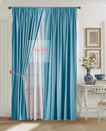 XL-комплект штор Ницца (морская волна)