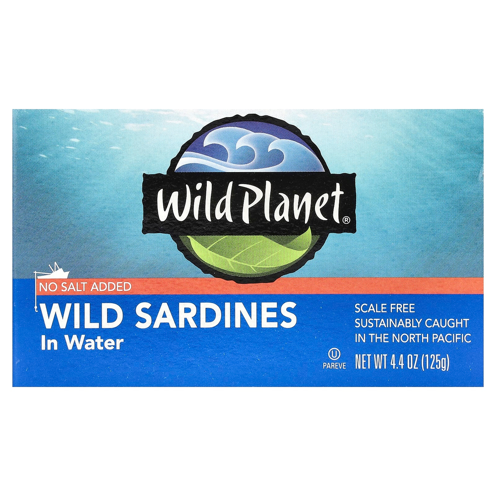 Wild Planet, дикие сардины, в воде, без добавления соли, 125 г (4,4 унции)