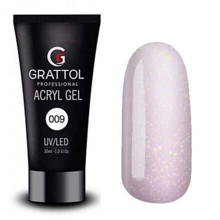 Grattol Acryl Gel Glitter 09 - Акригель камуфляж с шиммером, 30мл