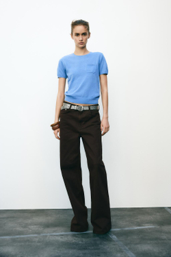 ZARA ДЖИНСЫ Z1975 WIDE LEG С ВЫСОКОЙ ПОСАДКОЙ, КОРИЧНЕВЫЙ