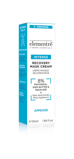 Восстанавливающая крем-маска - 8% PANTHENOL, SHEA BUTTER & SQUALANE RECOVERY MASK CREAM 50 ml от Elementrè Dermo Cosmetics, Швейцария, после пилингов и аппаратных процедур, для сухой и чувствительной кожи, при обезвоженности и раздражении