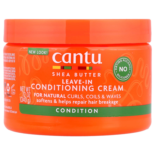 Cantu, масло ши, несмываемый кондиционер, для естественных локонов, кудрей и завитков, 340 г (12 унций)