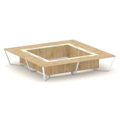 Steel Meet Стол переговорный квадратный KM-PR.B.SP-20K2 Тиквуд Светлый/Ваниль Глянец/Металл Белый 40