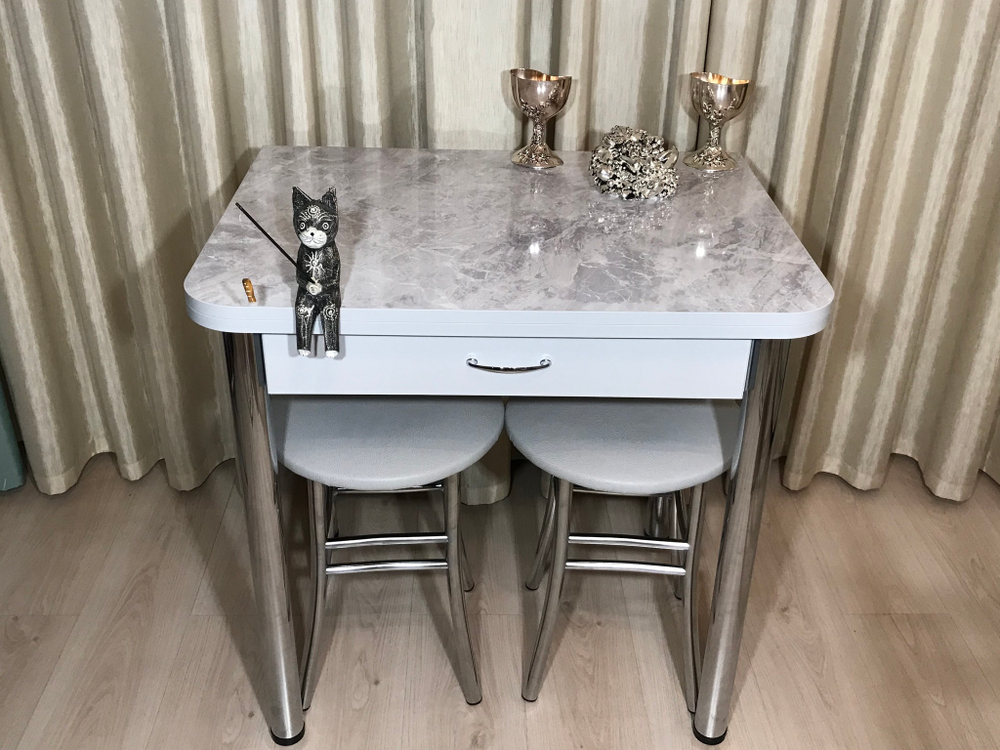 Раскладной стол с ящиком Wide Grey Marble