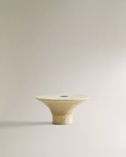 ZARA HOME КРУГЛЫЙ МРАМОРНЫЙ ПОДСВЕЧНИК, БЕЖЕВЫЙ