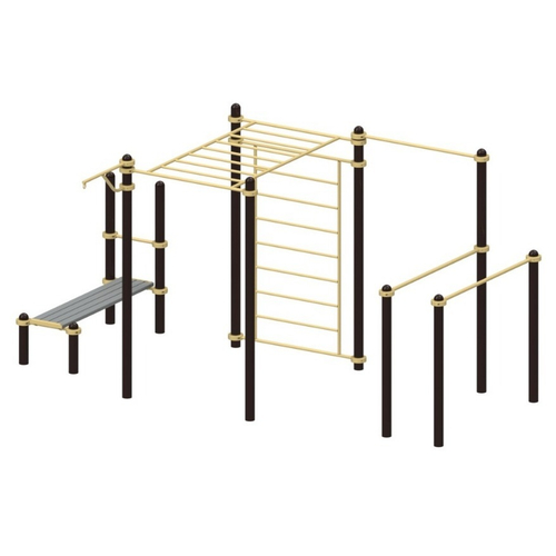 Спортивный комплекс №94, рукоход, шведская стенка, скамья, турник, брусья, 3800*2134*2600 мм., D=89 мм.