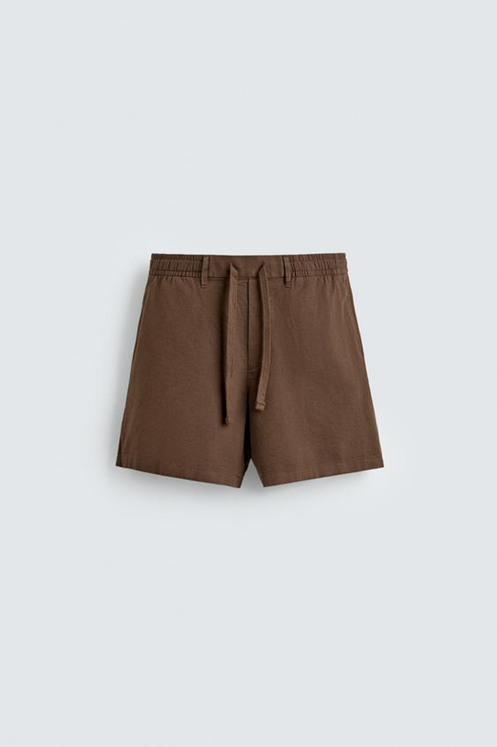 ZARA ШОРТЫ RELAXED FIT ИЗ ХЛОПКА И ЛЬНА, КОРИЧНЕВЫЙ
