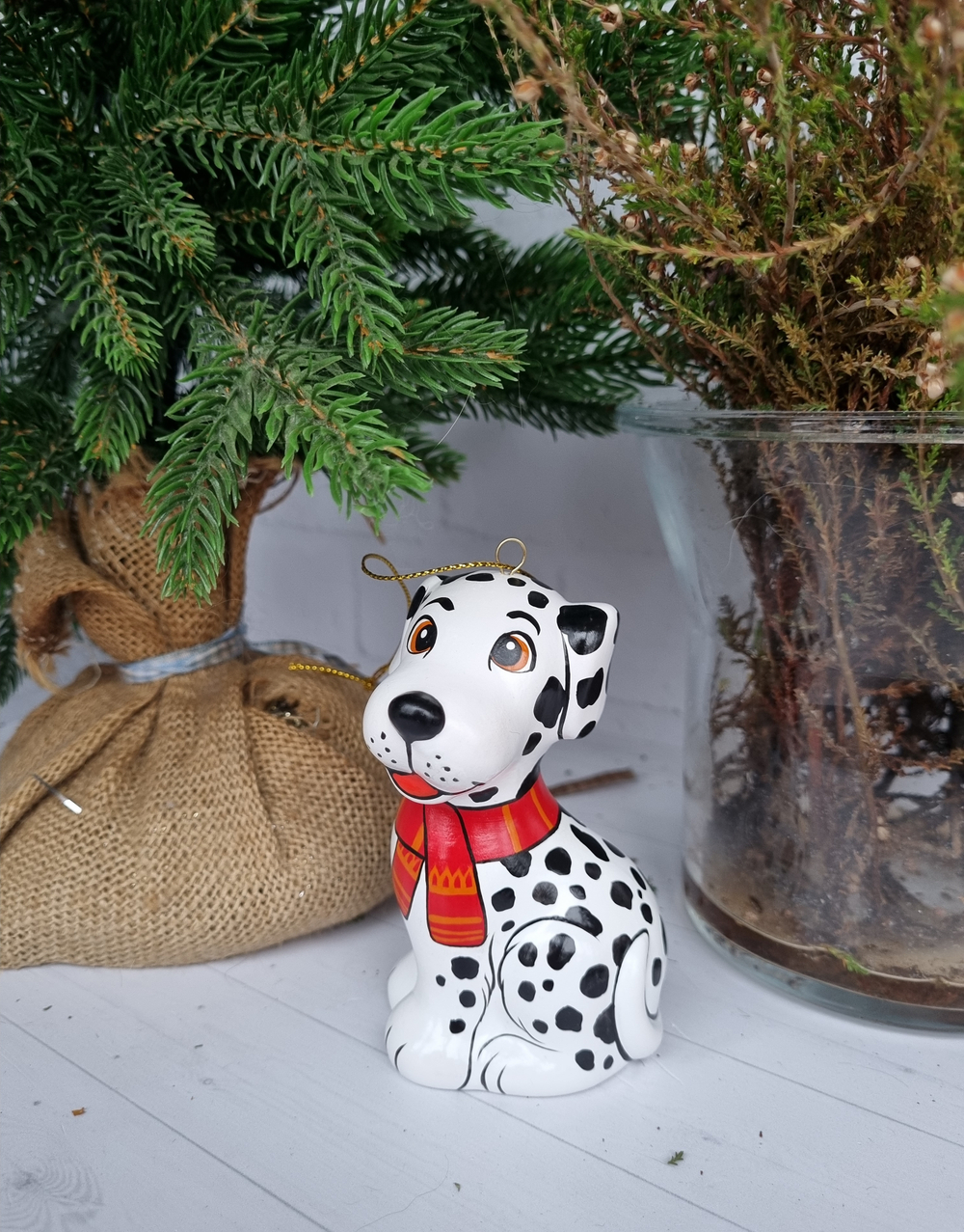 Пес долматинец ёлочная игрушка из фарфора