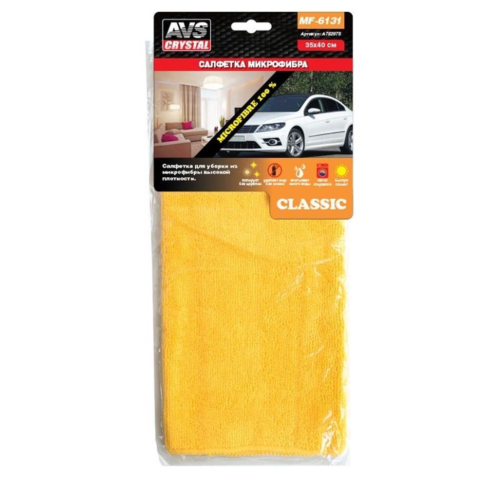 САЛФЕТКА МИКРОФИБРА AVS CRYSTAL 35Х40СМ A78297S MF-6131