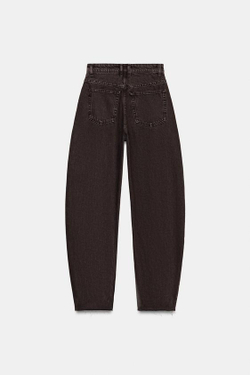 ZARA ДЖИНСЫ TRF BARREL С ВЫСОКОЙ ПОСАДКОЙ, КОРИЧНЕВЫЙ