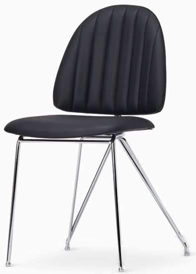 Обеденный стул Prima металлический каркас, черная экокожа