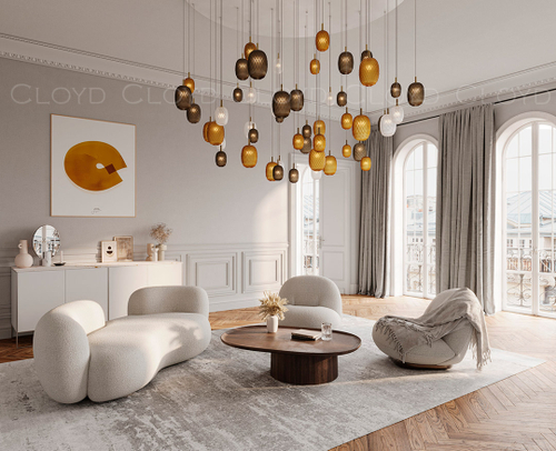 Подвесной светильник Cloyd ZAPFEN P1 / Ø13 см - латунь - оранжевое стекло (арт.11437)