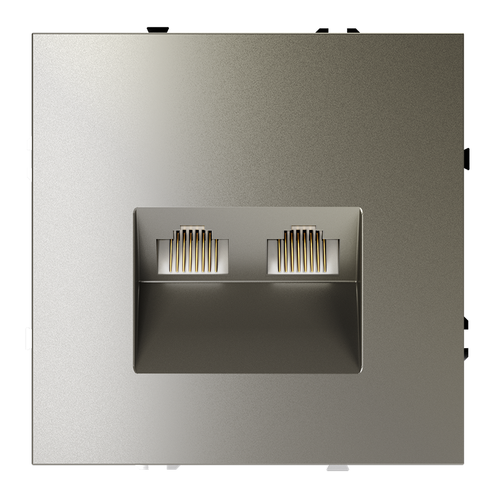 Розетка компьютерная встраиваемая двойная RJ45+RJ45 кат.6, (шелк) Voltum S70 VLS060204