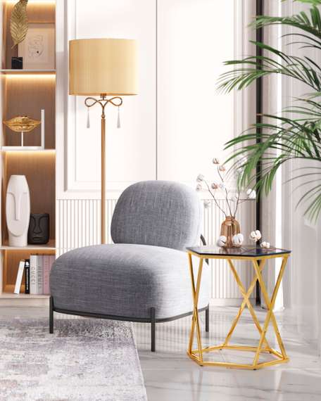 Журнальный столик Круз 48*42 стекло smoke сталь золото