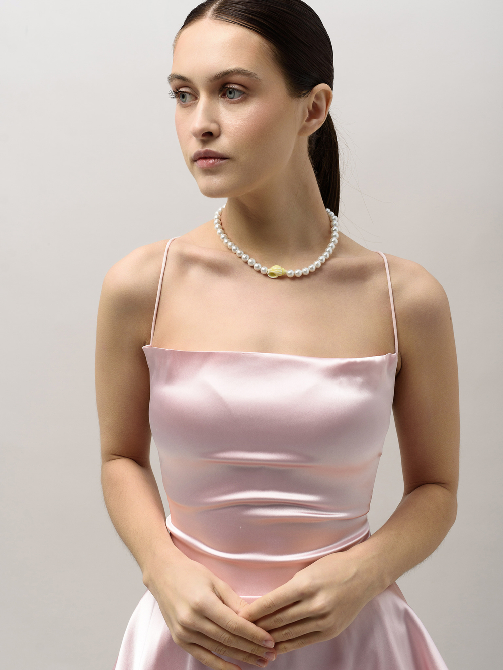 Чокер "Caramel shell pearl yellow" Silver