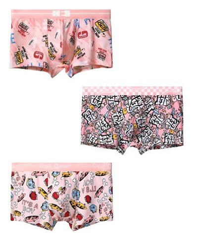 Набор из 3 розовых трусов-боксеров с яркими принтами (Размер: XL) (Цвет: розовый)