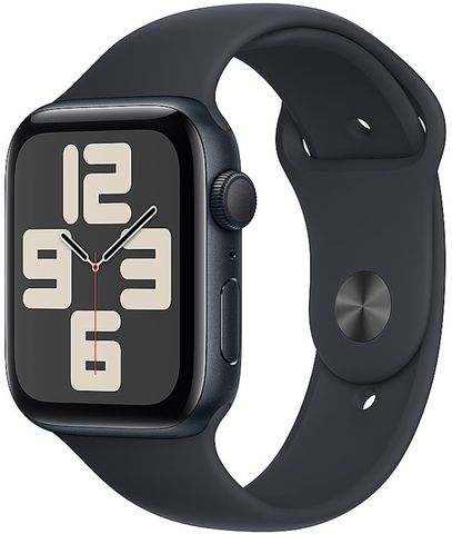 Умные часы Apple Watch Series SE 2023 44 мм из алюминия цвета «тёмная ночь», спортивный ремешок «тёмная ночь»(S/M)