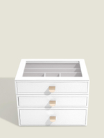 Органайзер для украшений и часов со стеклянной крышкой Stackers Classic Jewellery Box, 3 секции - White Pebble